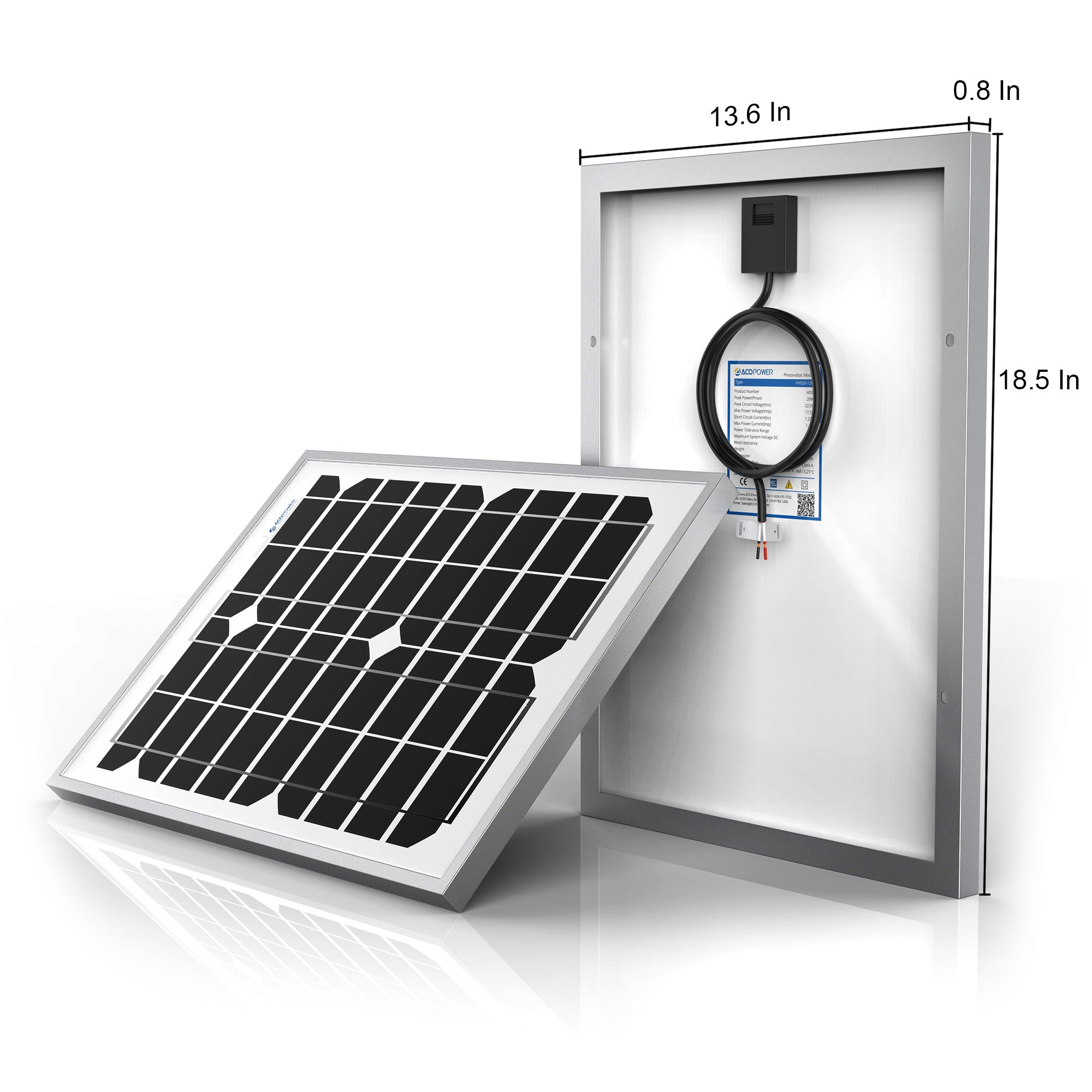 20 Watt 12 Volt Monocrystalline Solar Panel